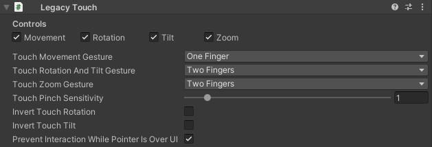Legacy Touch component in the Inspector