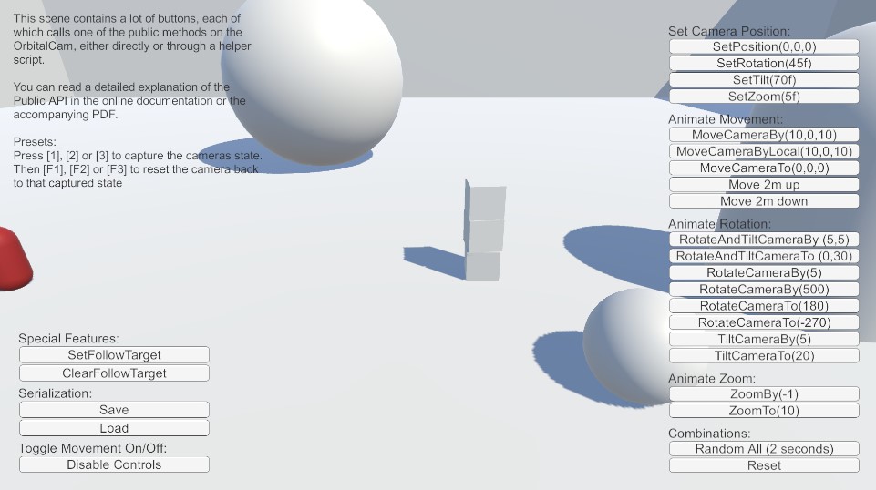 Screenshot from the Scripting Demo scene