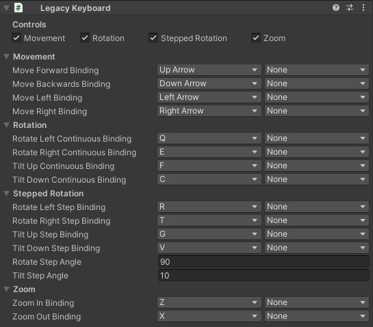 Legacy Keyboard component in the Inspector